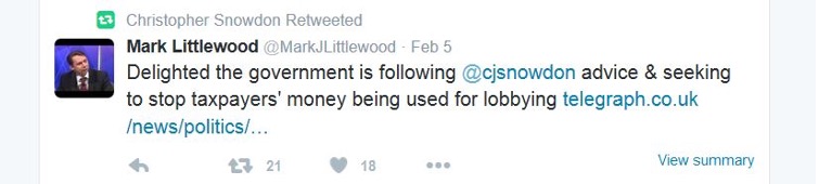 A screengrab of a tweet by Mark Littlewood.