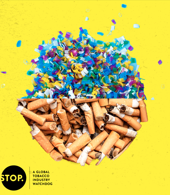 An image of cigarette butts and plastic waste